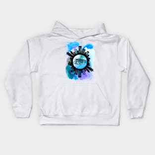 The Eye of Providence in Rays of Blue Kids Hoodie